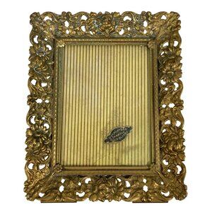 ANTIQUE 19th Century French Gold Plated Picture Frame Ornate Rococo Decor FLAW